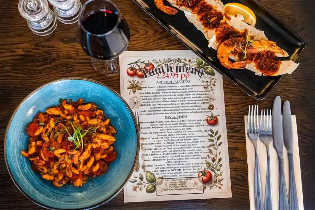 Little Italy lunch menu with homemade pasta and authentic Italian dishes in York