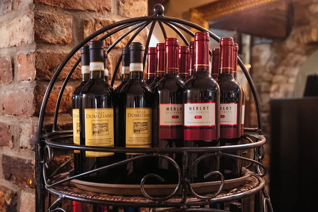 Selection of authentic Italian red wines available at Little Italy restaurant and deli in York