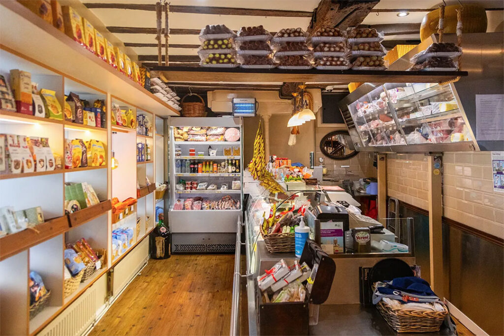 Interior of Little Italy Italian delicatessen with imported groceries and fresh Italian produce in York