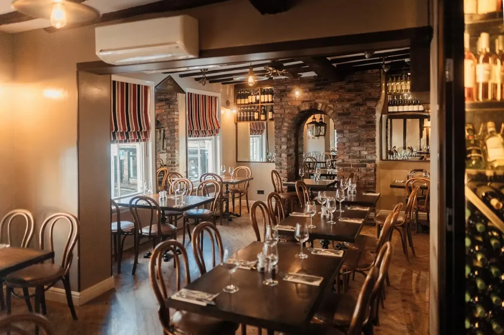 Warm and welcoming dining room inside Little Italy Italian restaurant in York city centre