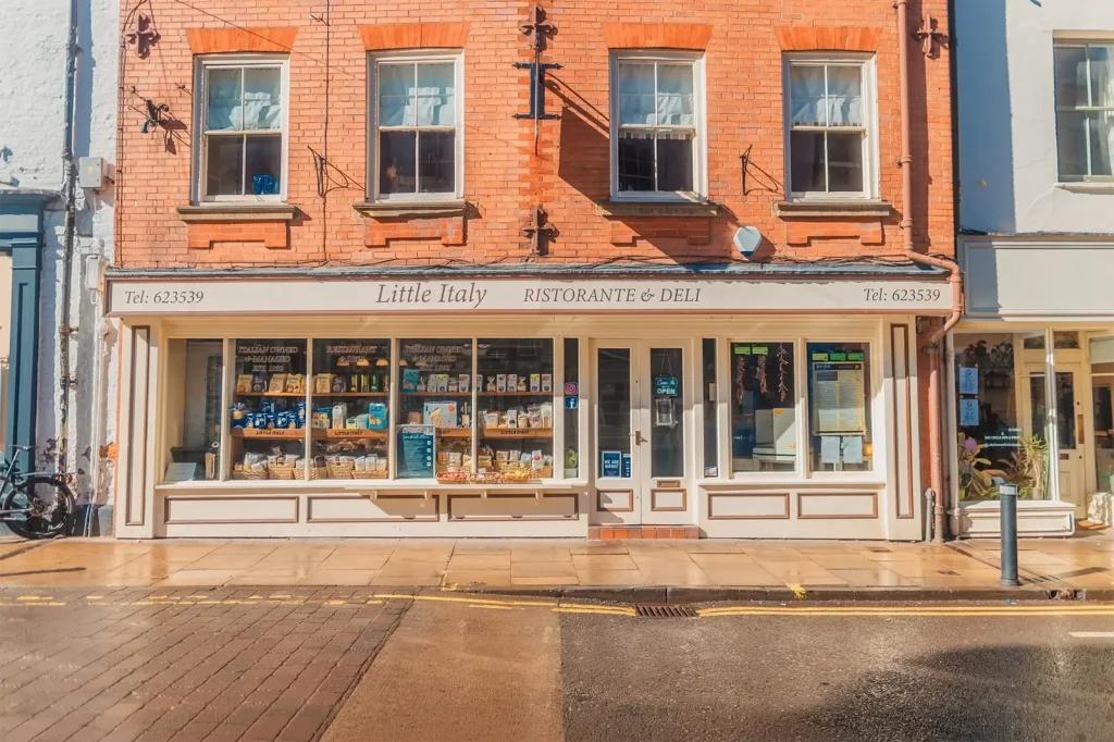 Exterior of Little Italy Restaurant and Deli on Goodramgate in York city centre